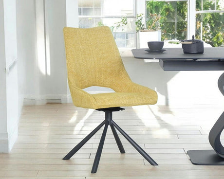 Chaise de repas pivotante en tissu jaune - viadurini - souffle d'intérieur