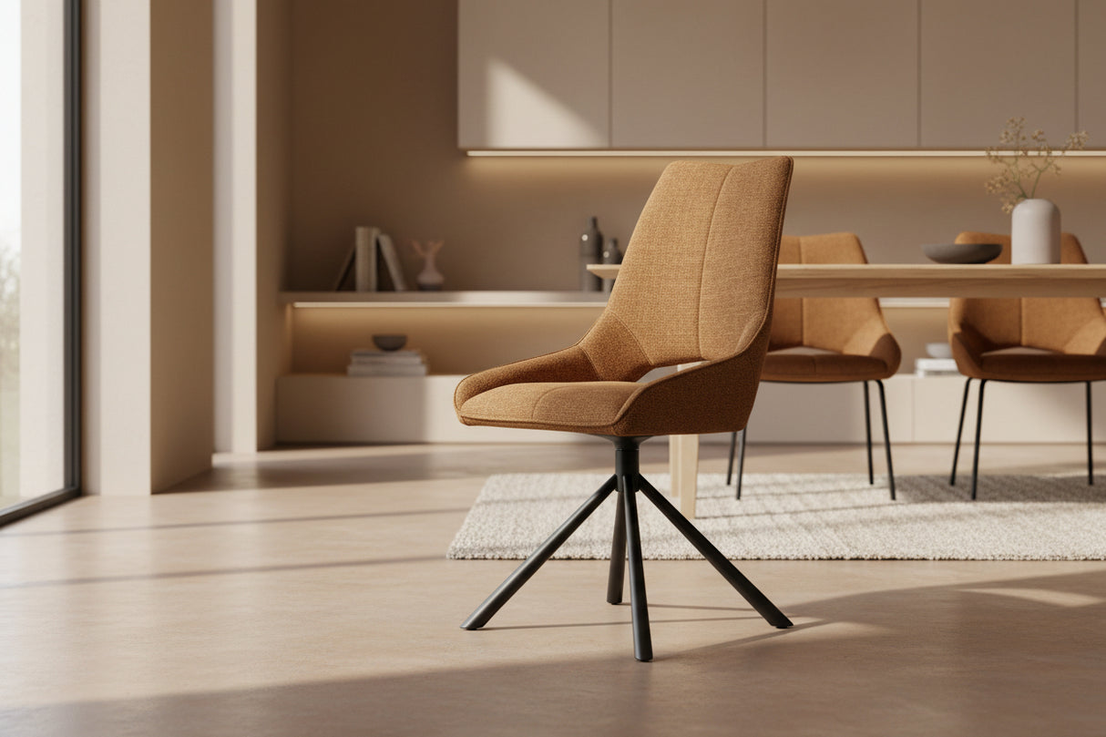 Chaise de repas Gura - velours terracota - vue 3/4