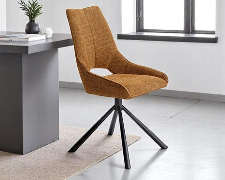 Chaise de repas pivotante en tissu terracota - viadurini - souffle d'intérieur