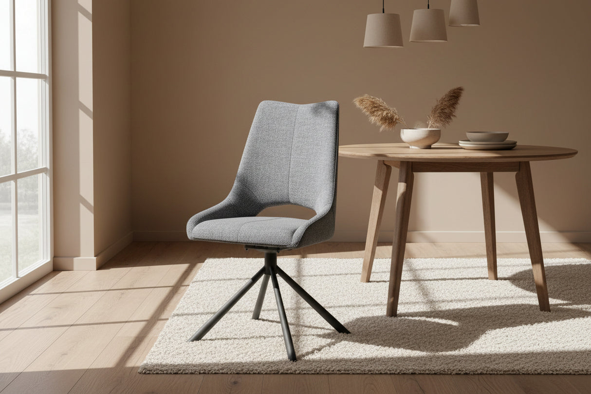 Chaise de repas Gura - velours gris - vue face