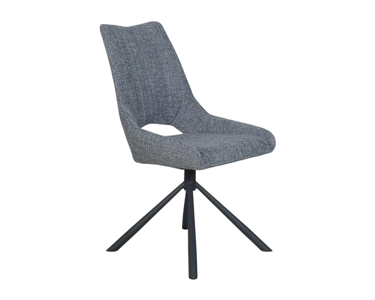 Chaise de repas Gura - velours gris - vue 3/4