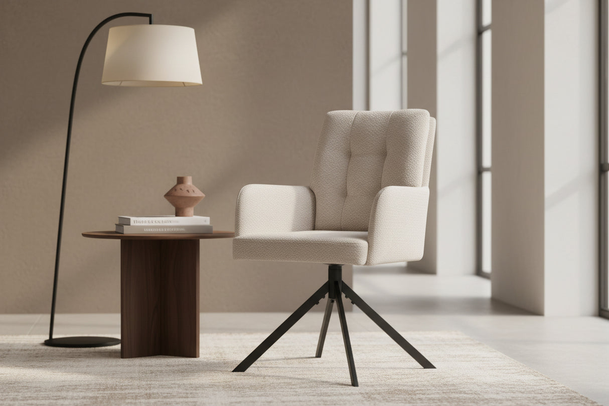 Chaise pivotante sans roulette beige - Rousseau Furniture - Souffle d'Intérieur