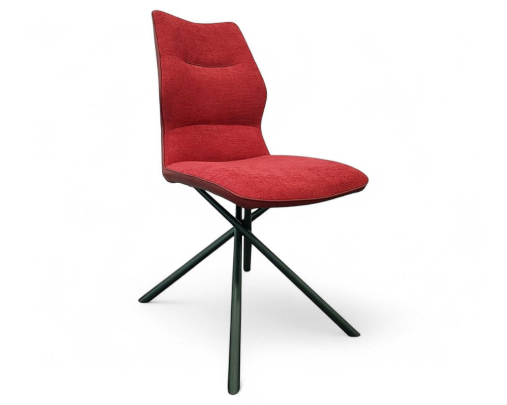 Chaise pieds métal en tissu rouge moderne - Souffle d'intérieur