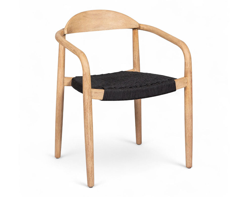 Chaise Any – assise cordage noir – vue 3/4