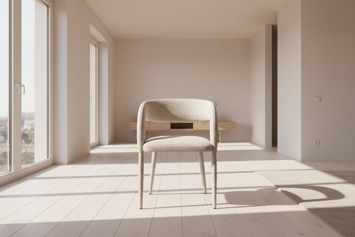 Chaise salle à manger Kelly - vue face - tissu bouclette ultra doux