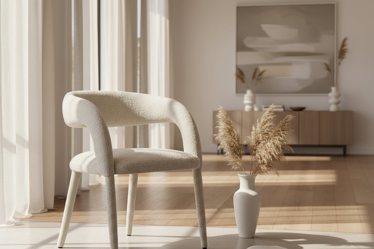 Chaise salle à manger Kelly - 3/4 - tissu bouclette ultra doux