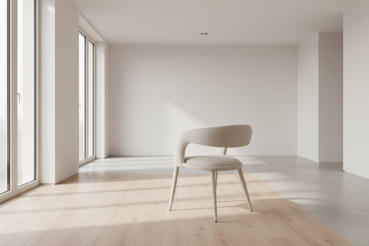 Chaise salle à manger Kelly - vue de profil - tissu bouclette ultra doux