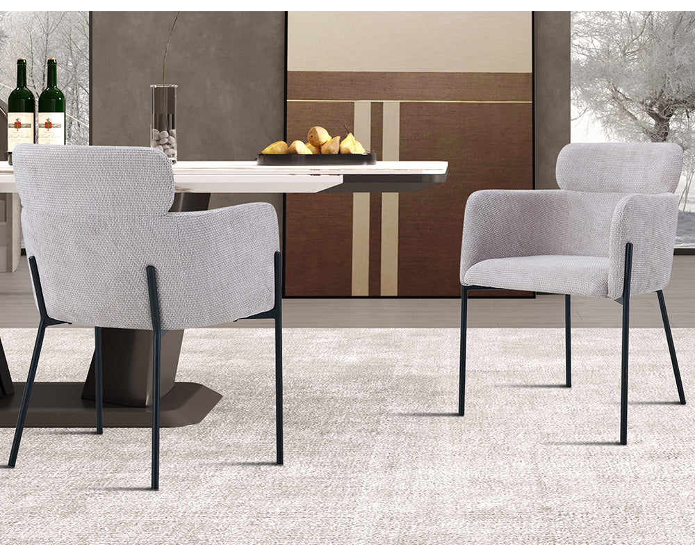 Chaise salle à manger en tissu chiné beige - Rousseau - Souffle d'intérieur