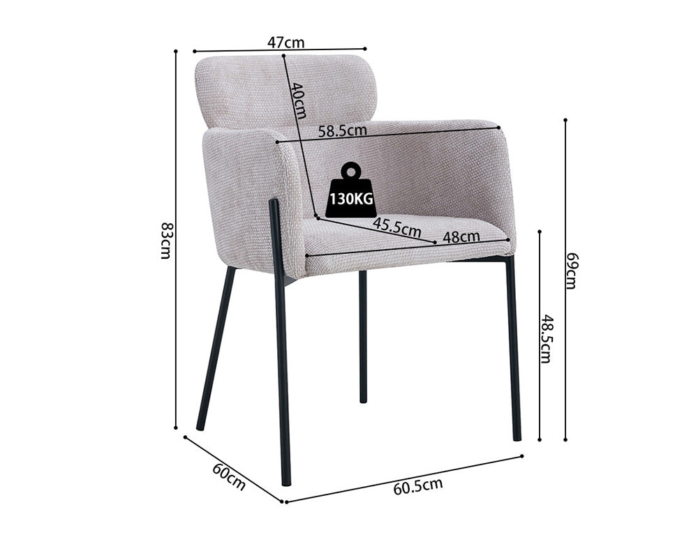 Chaise salle à manger en tissu chiné beige - Rousseau - Souffle d'intérieur