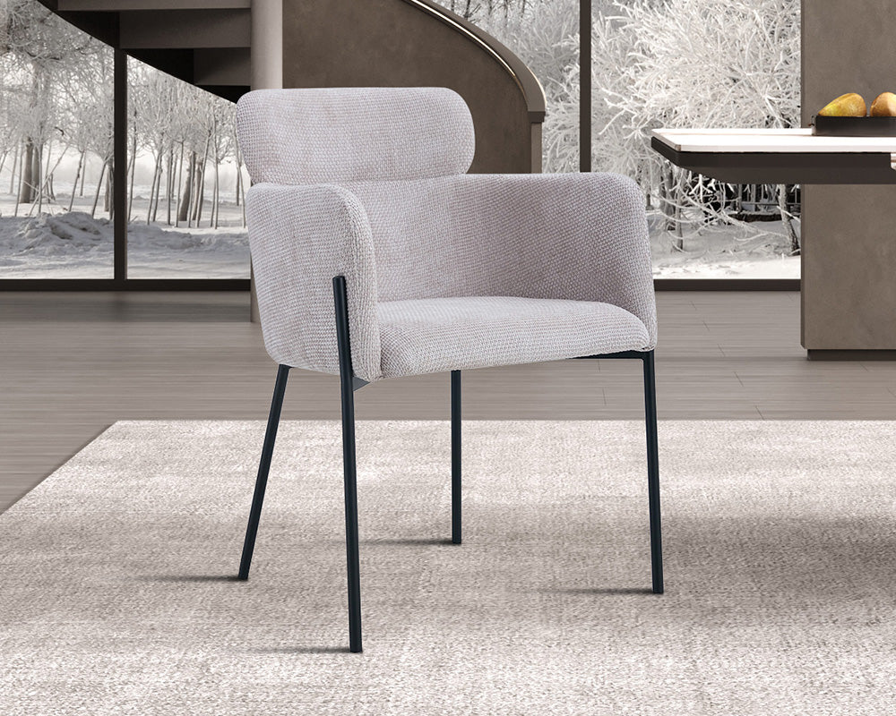 Chaise salle à manger en tissu chiné beige - Rousseau - Souffle d'intérieur