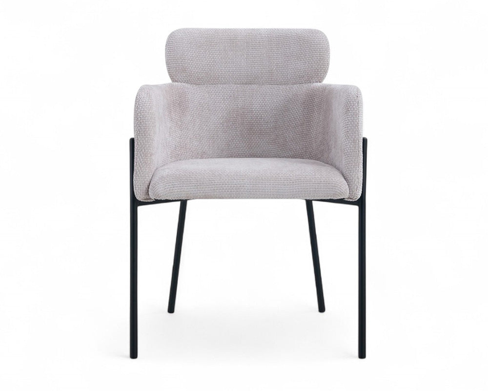 Chaise salle à manger en tissu chiné beige - Rousseau - Souffle d'intérieur