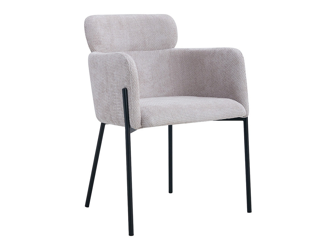 Chaise salle à manger en tissu chiné beige - Rousseau - Souffle d'intérieur