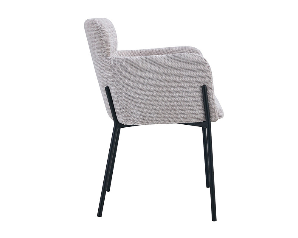 Chaise salle à manger en tissu chiné beige - Rousseau - Souffle d'intérieur