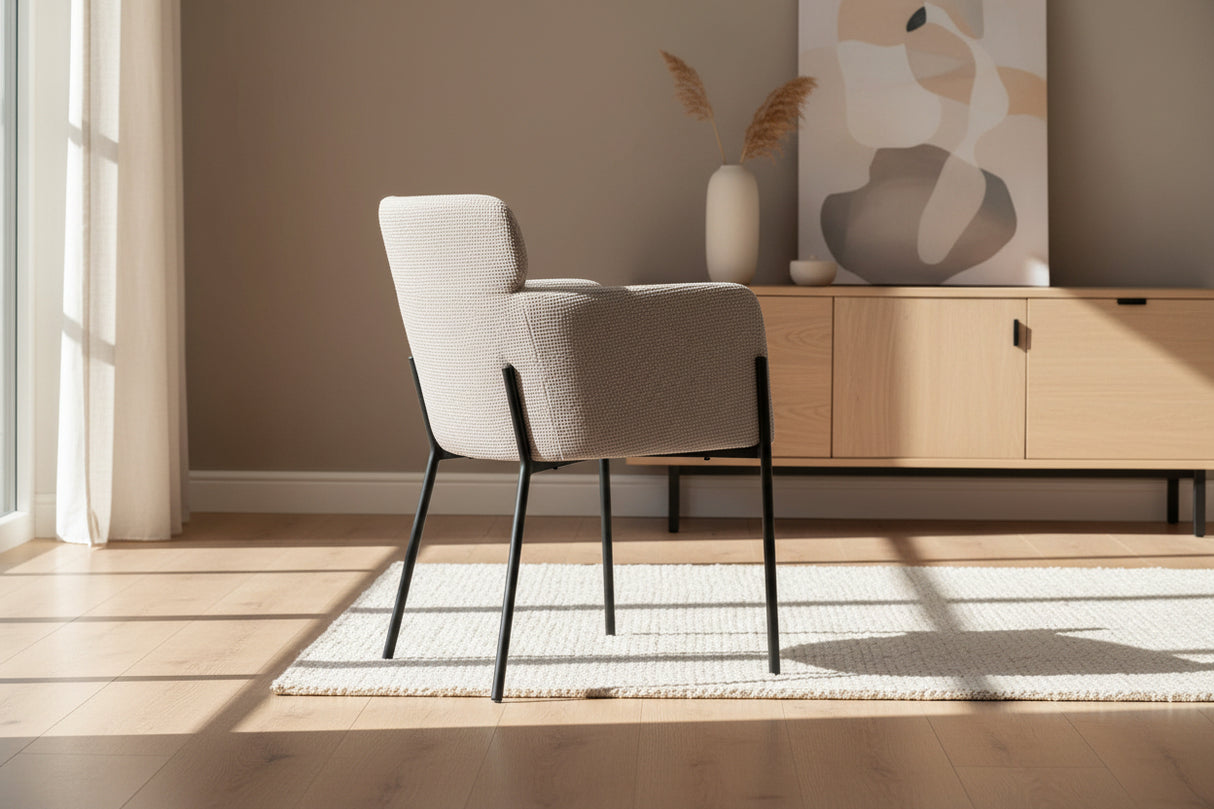 Chaise salle à manger en tissu chiné beige - Rousseau - Souffle d'intérieur