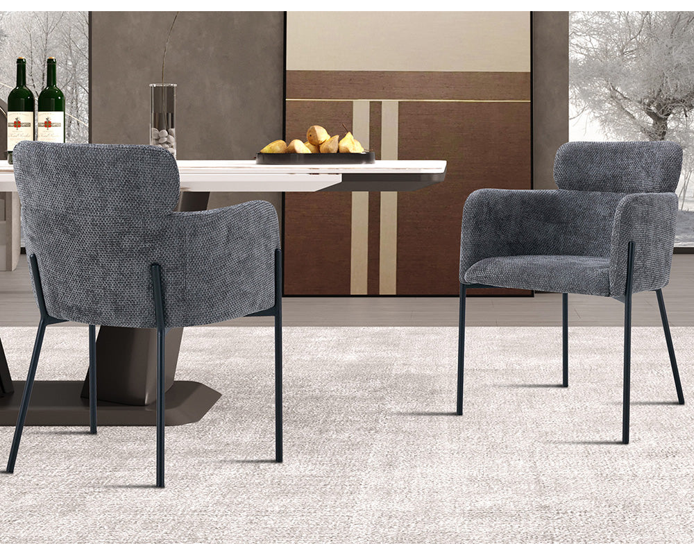 Chaise salle à manger en tissu chiné gris - Rousseau - Souffle d'intérieur