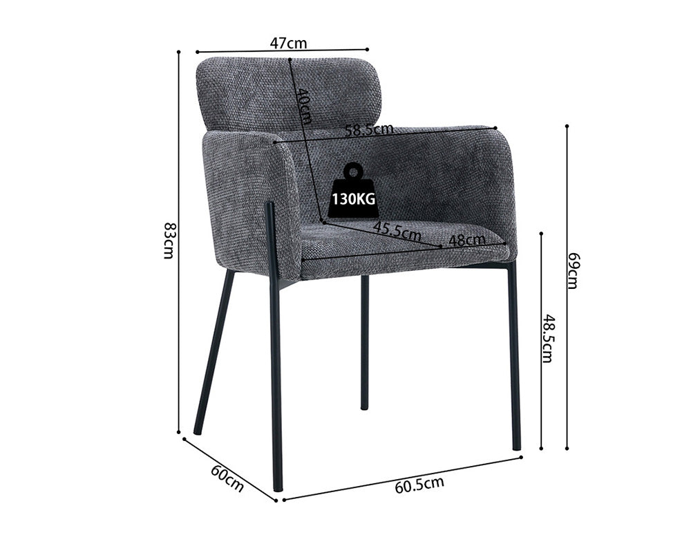 Chaise salle à manger en tissu chiné gris - Rousseau - Souffle d'intérieur