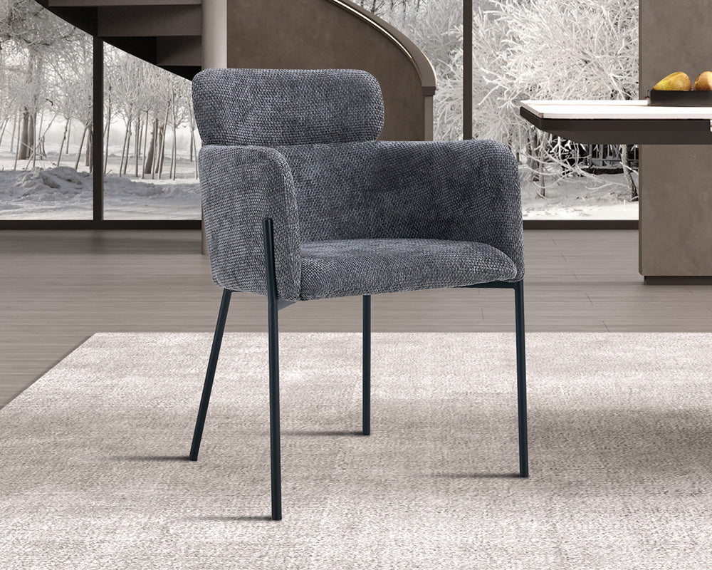 Chaise salle à manger en tissu chiné gris - Rousseau - Souffle d'intérieur