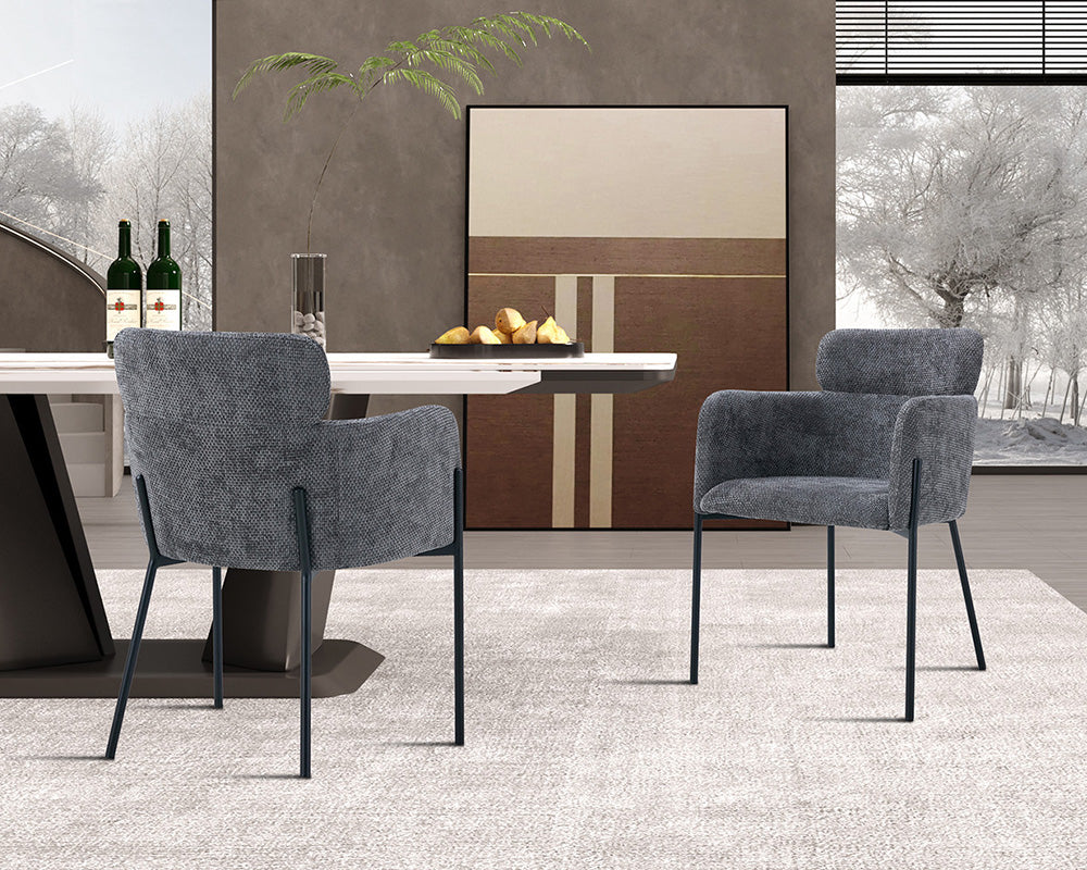 Chaise salle à manger en tissu chiné gris - Rousseau - Souffle d'intérieur