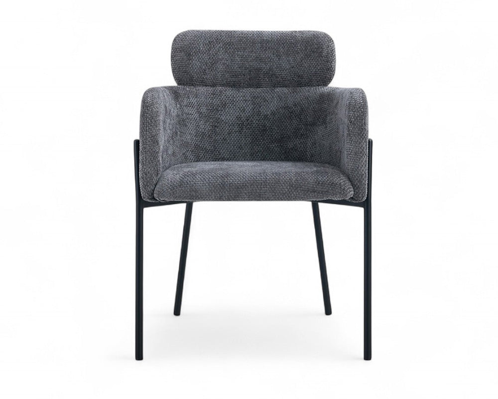 Chaise salle à manger en tissu chiné gris - Rousseau - Souffle d'intérieur