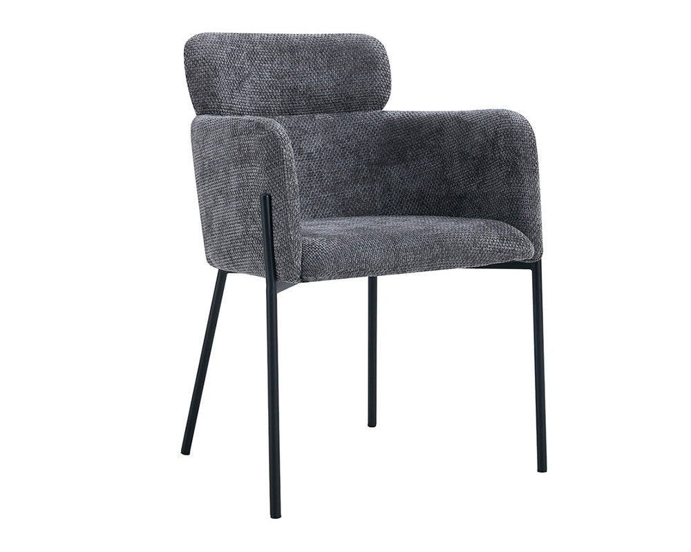 Chaise salle à manger en tissu chiné gris - Rousseau - Souffle d'intérieur