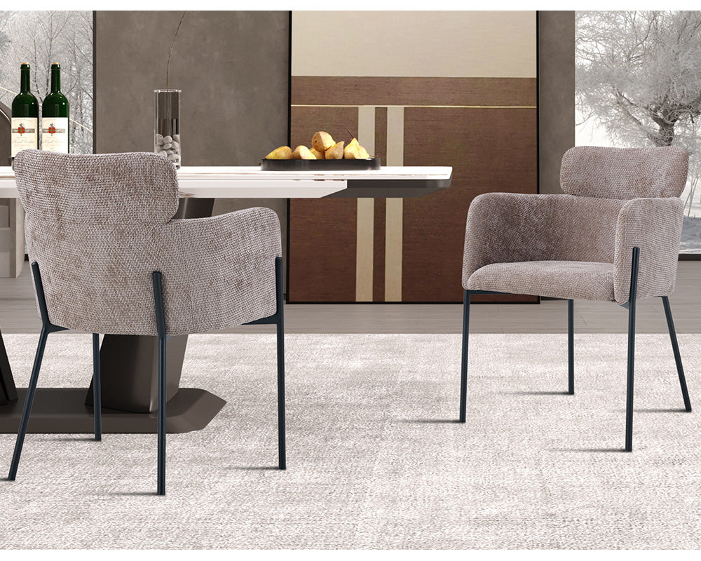 Chaise salle à manger en tissu chiné sable - Rousseau - Souffle d'intérieur