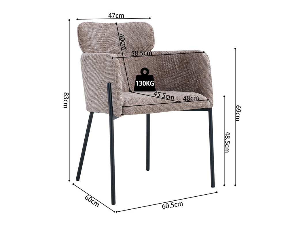 Chaise salle à manger en tissu chiné sable - Rousseau - Souffle d'intérieur