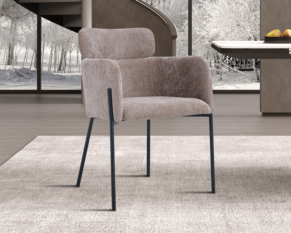 Chaise salle à manger en tissu chiné sable - Rousseau - Souffle d'intérieur