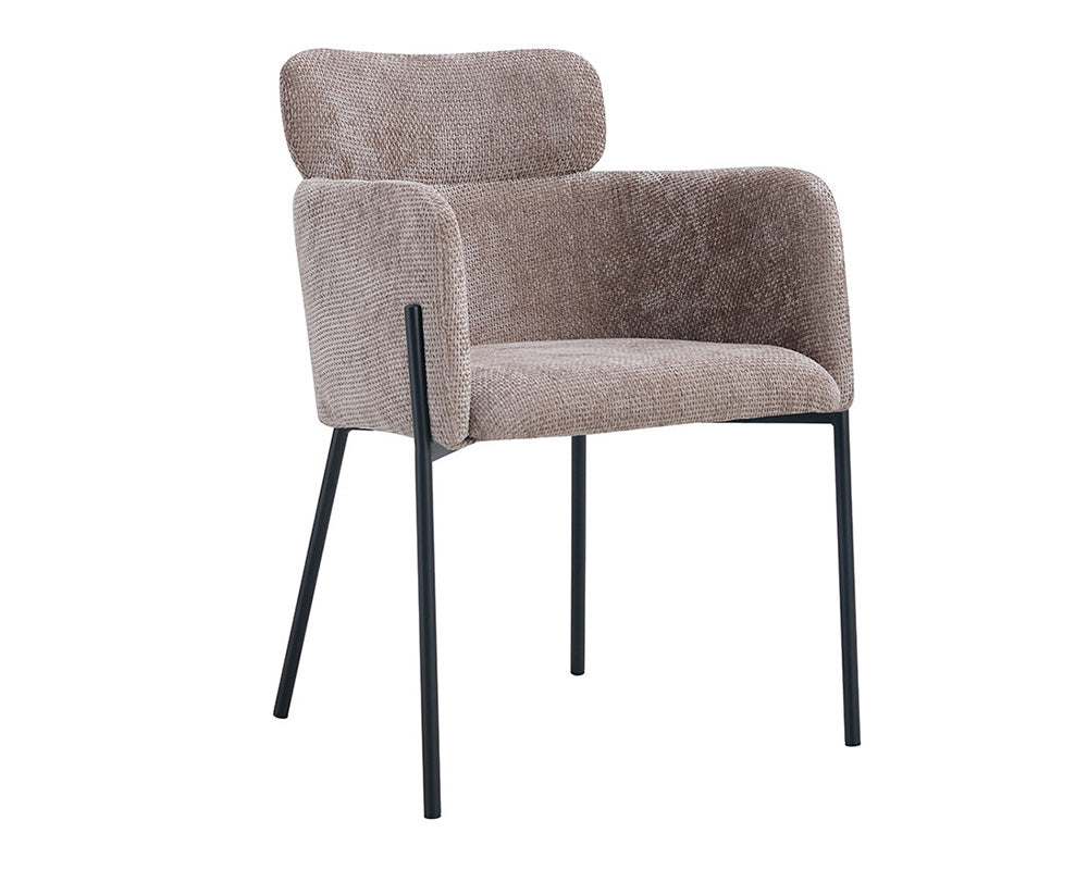 Chaise salle à manger en tissu chiné sable - Rousseau - Souffle d'intérieur