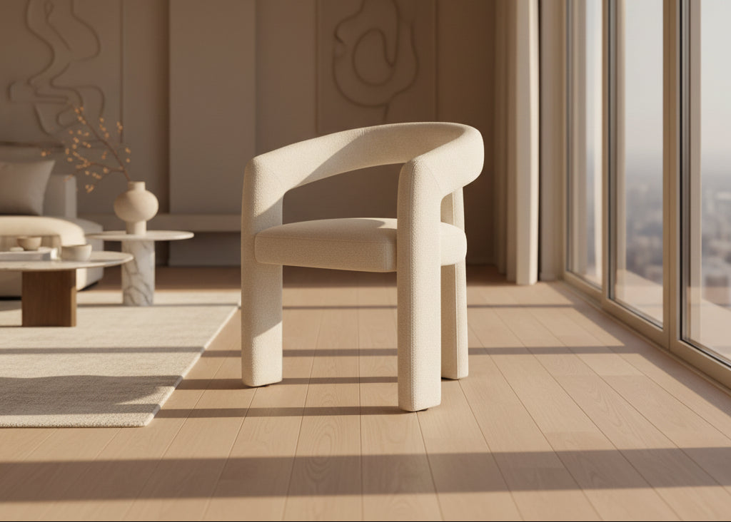 Chaise salle à manger Lina - vue profil - tissu 100% polyester