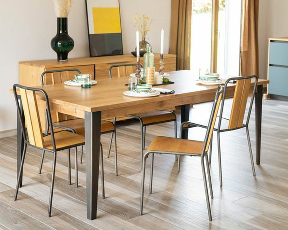 chaise salle à manger Many en situation – salle à manger – chêne massif - pied acier