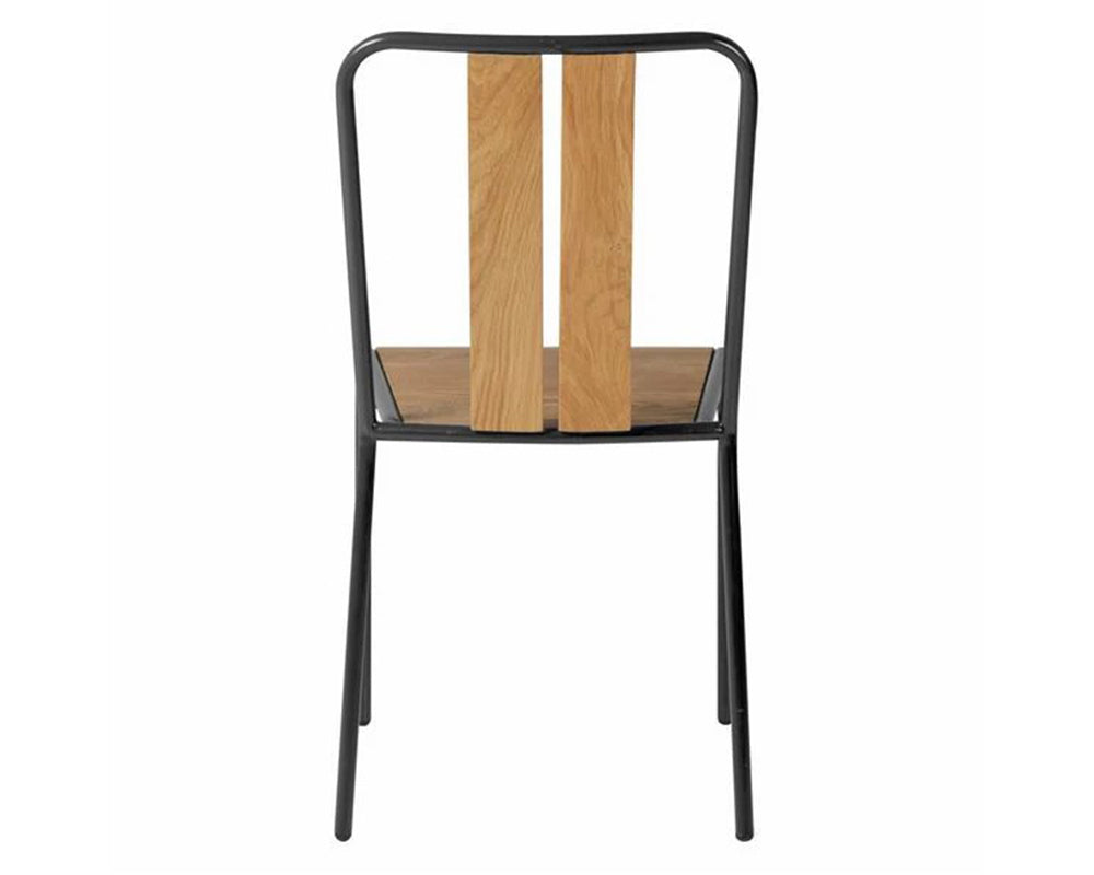 Chaise salle à manger Many - vue arrière - chêne massif - métal acier