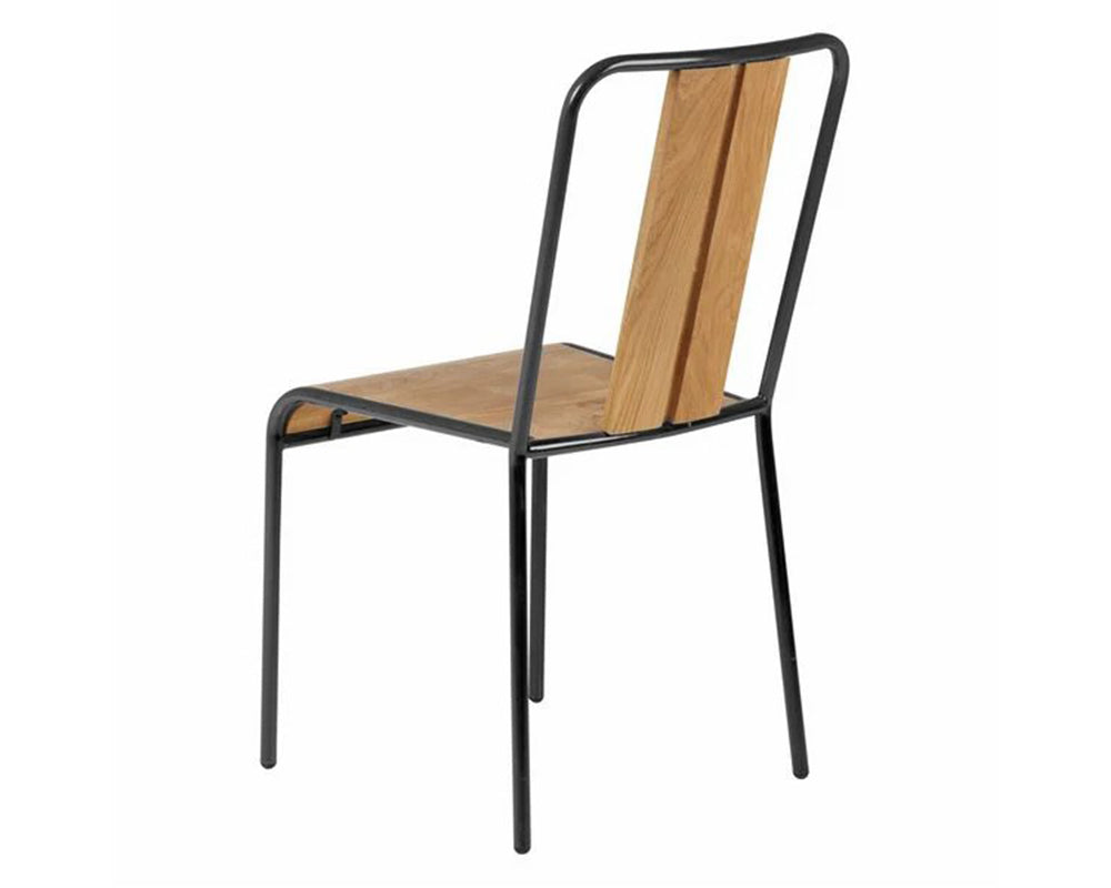 Chaise salle à manger Many - vue latérale - chêne massif - métal acier