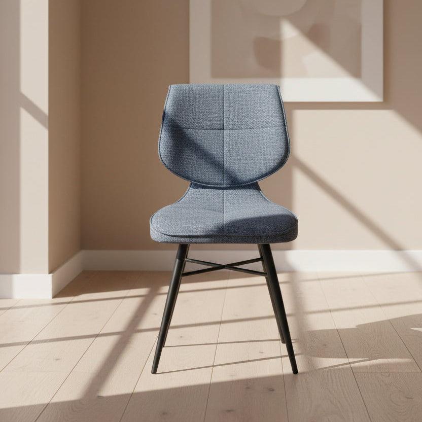 Chaise kraos - tissu bleu - vue face