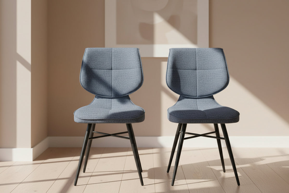 Chaise kraos Lievens - tissu bleu - vue face