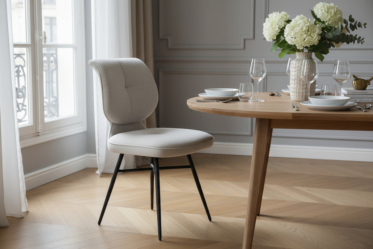 Chaise salle à manger Kraos - vue 3/4 - tissu 100% polyester