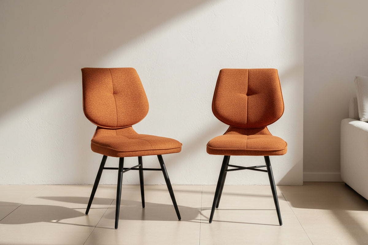 Chaise kraos - tissu terracota - vue face Lievens