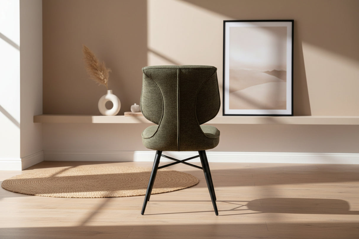 Chaise kraos - tissu vert - vue arrière