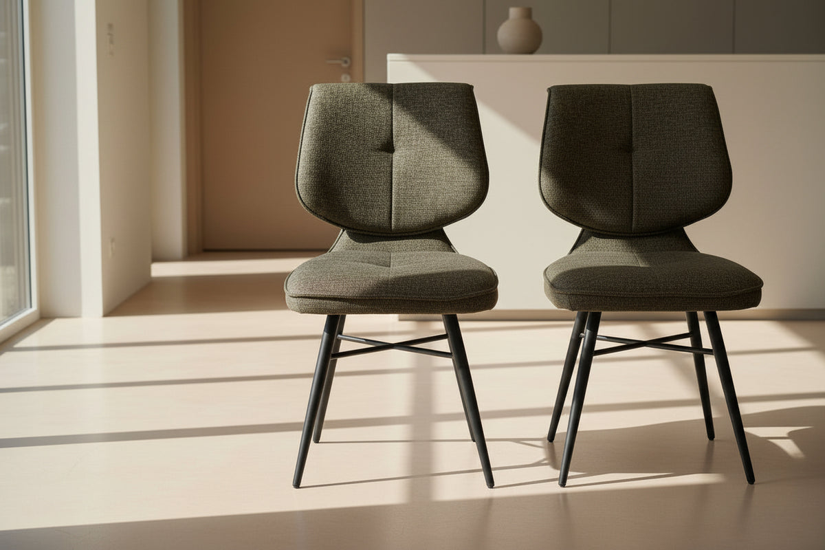 Chaise kraos Lievens - tissu vert - vue face