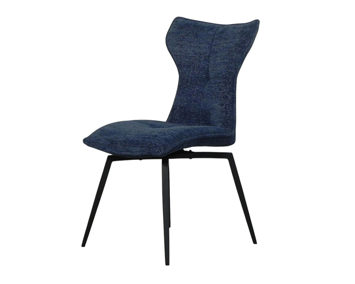 Chaise de repas Barda - velours bleu - vue 3/4