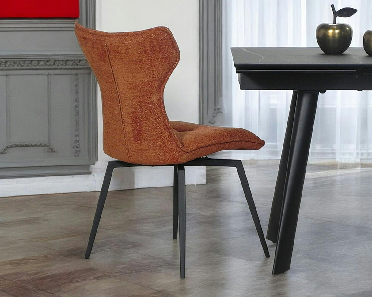 Chaise Barda en situation - salle à manger - velours terracota