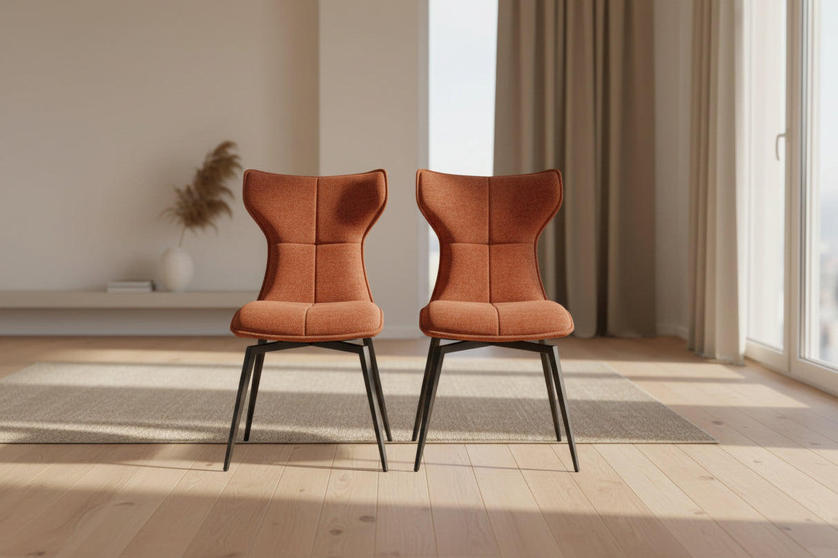 Chaise de repas Barda - velours terracota - vue face