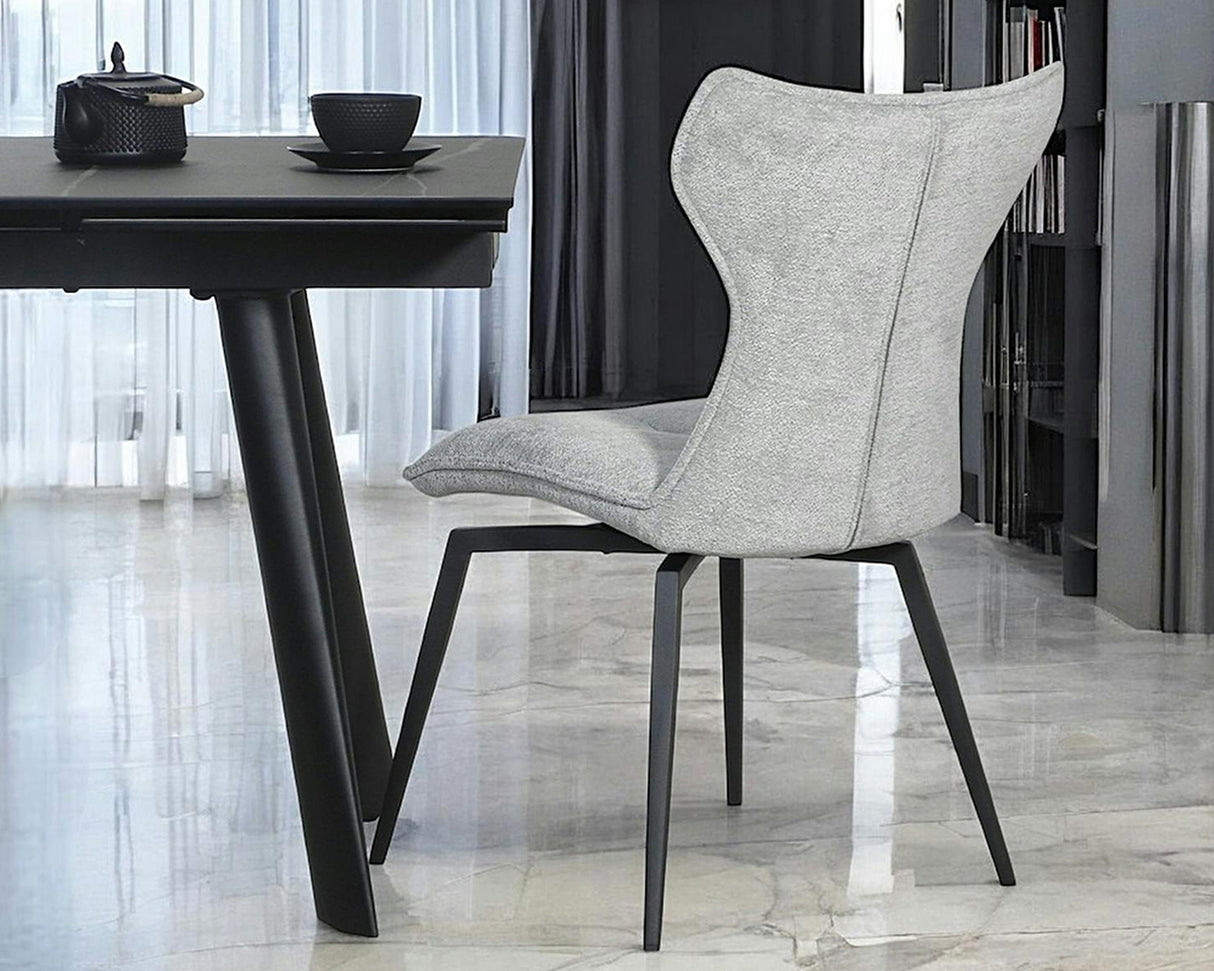 Chaise Barda en situation - salle à manger - velours gris