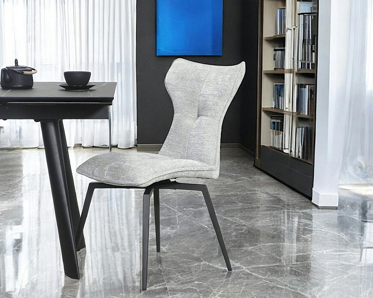 Chaise Barda en situation - salle à manger - velours gris