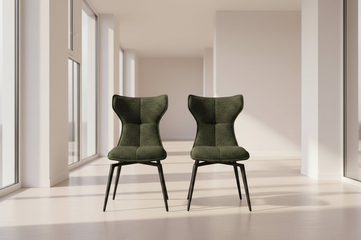 Chaise de repas Barda - velours vert - vue face