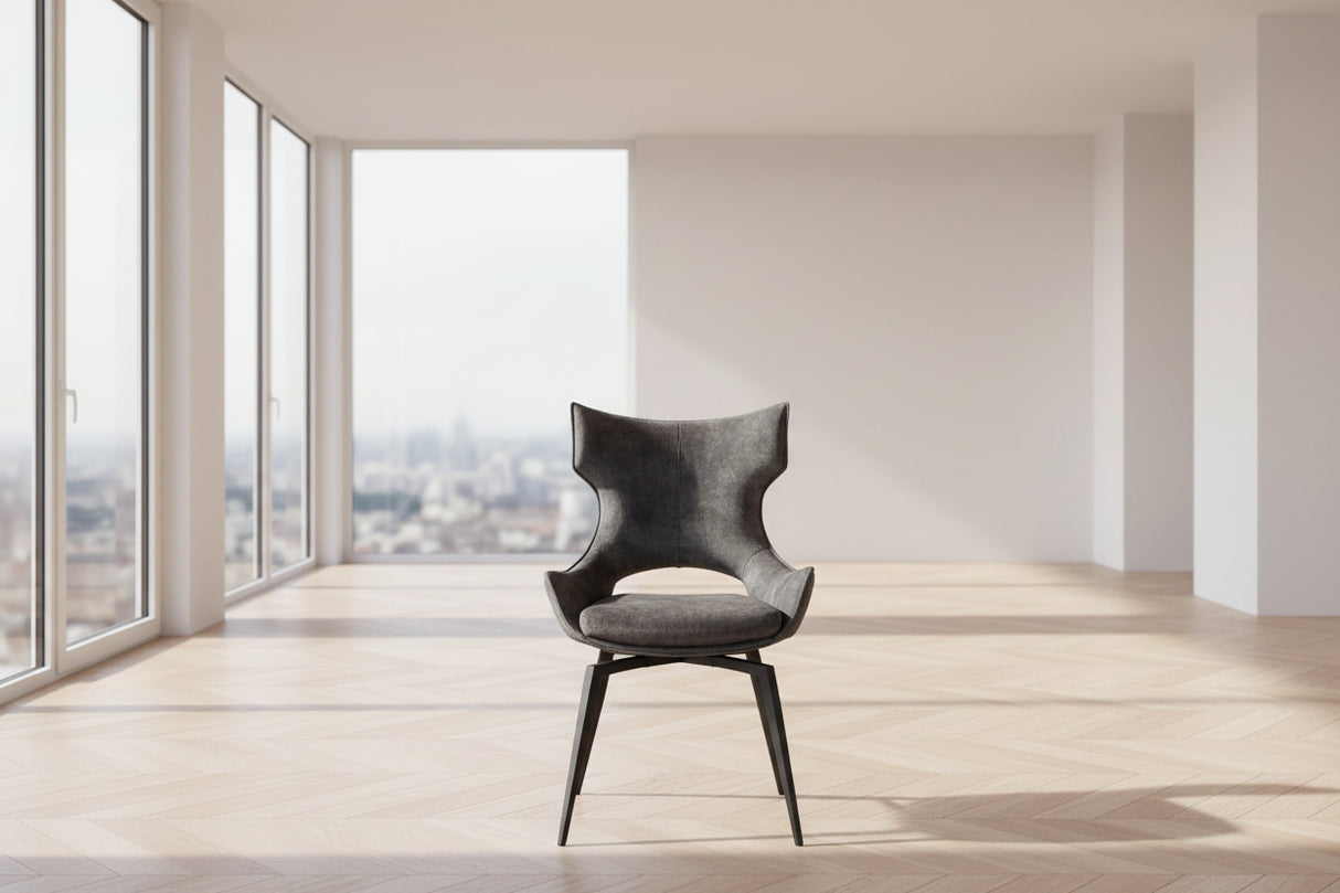 Chaise pivotante Camille – velours anthracite – vue face