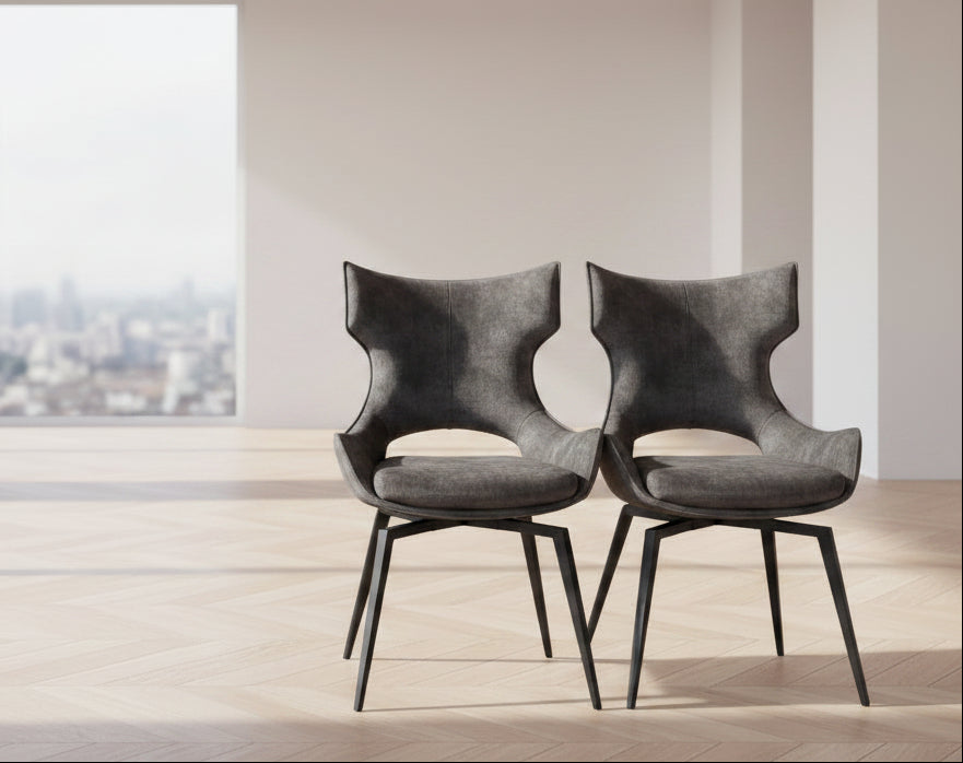 Chaise pivotante Camille – velours anthracite – vue face