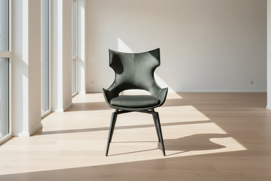 Chaise Camille – velours vert – vue face