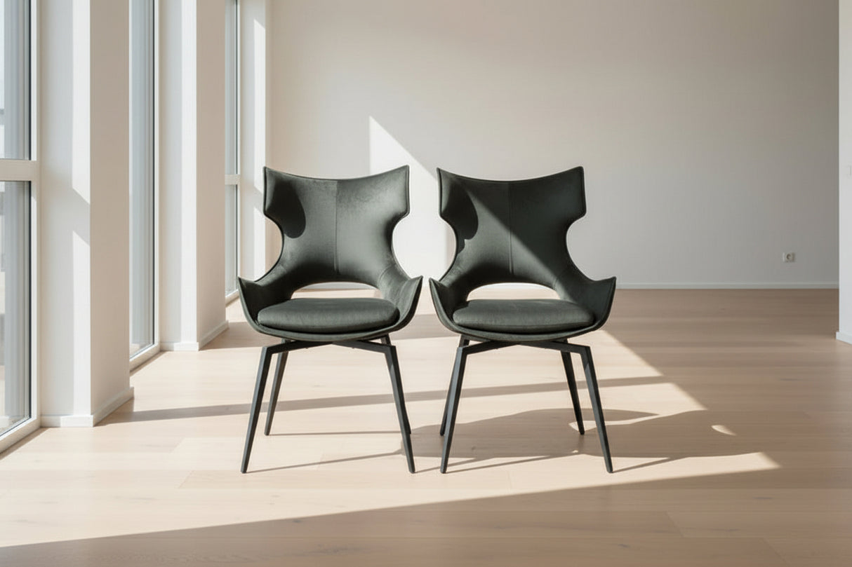 Chaise Camille – velours vert – vue face