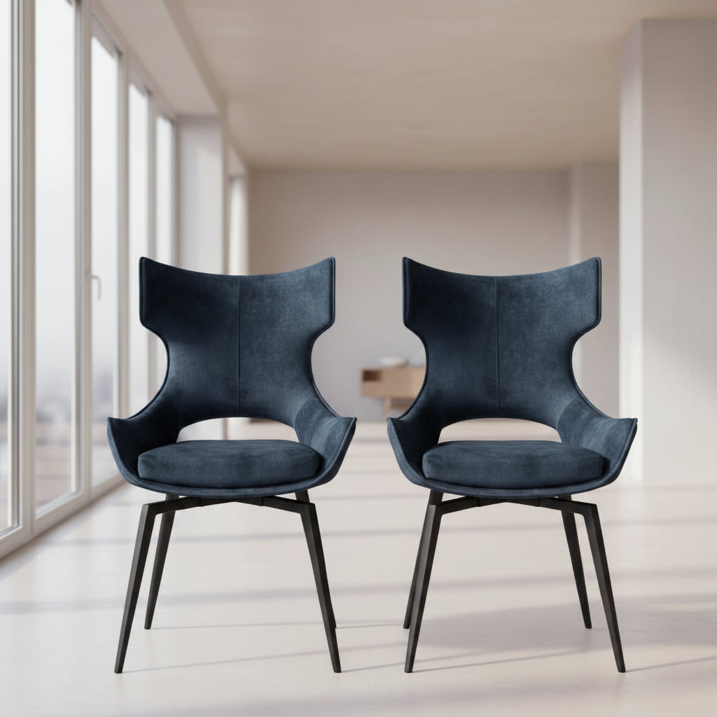 Chaise Camille – velours bleu – vue face