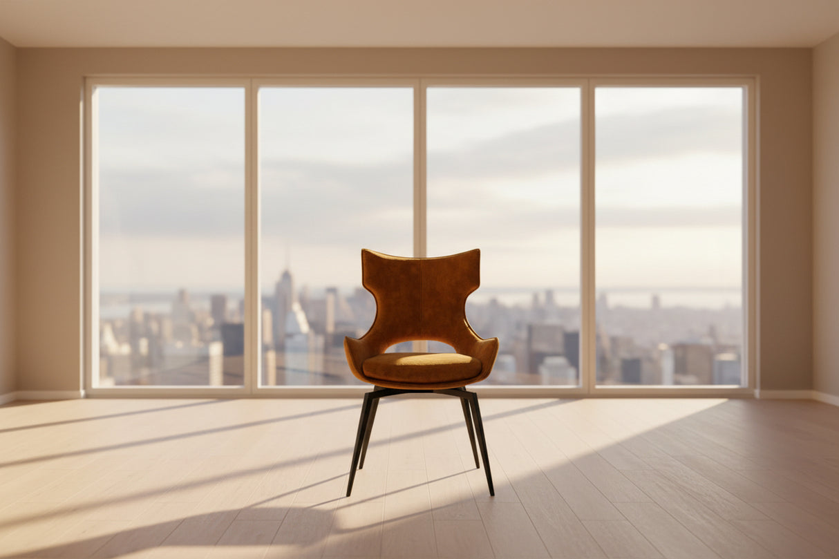 Chaise Camille – velours doré – vue face